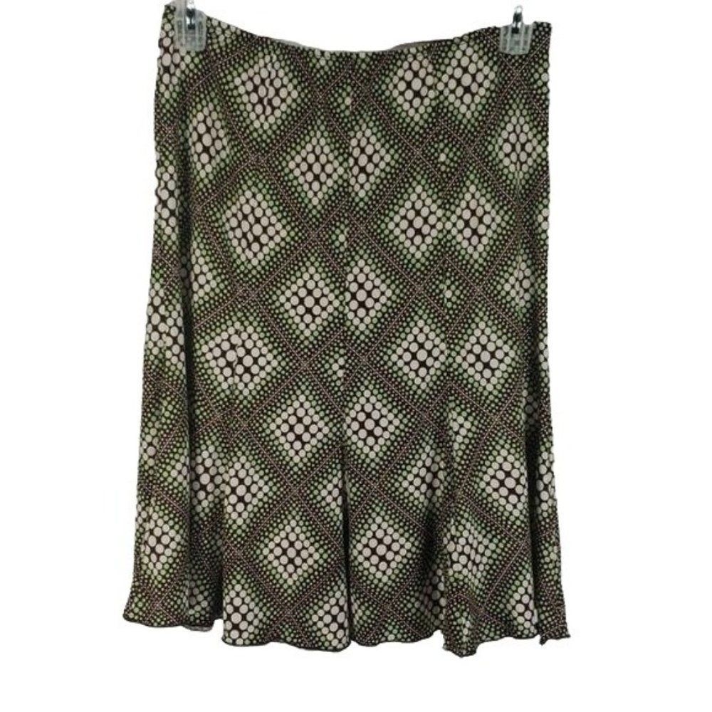 Lily Vintage 90S Polka‎ Dot Abstract Green White Flare Skater Skirt Size Medium